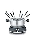 SEVERIN FO 2405 Fondue mit abnehmbarem Edelstahltopf (1.500 W, XXL-Zuleitung, ca., Inkl. Spritzschutz und 8 Fondue-Gabeln)