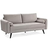 VASAGLE Sofa 3 Sitzer, Couch mit Bezug aus Leinenimitat, 180 x 82 x 83 cm, Polstermöbel für kleine Wohnungen, Gästezimmer, Jugendzimmer, mit Holzgestell, einfacher Aufbau, beige, LCS10BE