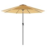 SONGMICS Sonnenschirm, Ø 300 cm, Gartenschirm, Marktschirm, UV-Schutz bis UPF 50+, Terrassenschirm, Sonnenschutz, knickbar, mit Kurbel, ohne Ständer, Garten, Balkon, Terrasse, taupe GPU30BRV1