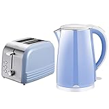 HIMU 2 Scheiben Toaster Und Wasserkocher Set, 1800W Schnellkochender Wasserkocher, Retro-Toaster Mit Auftau-/Abbruch- Und Aufwärmfunktion, Herausziehbarer Krümelschub