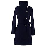 Stehkragen Wolle Trenchcoat L Marine 30301 (Dufflecoat Damen Mantel mit kapuz Parka winterjack New chic Mode Damen Jacke Lolita Black Friday 2019 Angebote Outwear Women Wool Coat holzdeko weihnach)