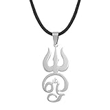 Edelstahl Anhänger Tamil Om Logo Schwarzes Seil Für Frauen Mädchen Tamil Om Symbol Indien Herren Damen Geschenk # 051621B