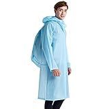 Regenmantel Ponchos Transparent Regenmäntel Regenponcho Wasserdicht Regencape Leichte Regenbekleidung mit Kapuze Wiederverwendbar Regenumhang für Damen und Herren Camping OutdoorsBlau M