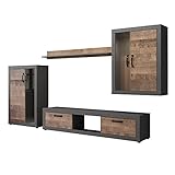 trendteam smart living Wohnzimmer Anbauwand Wohnwand Wohnzimmerschrank Jazz, 295 x 188 x 40 cm Eiche Tabak, Matera mit viel S
