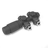 STEINHIRSCH Multiblock Set für Heizkörper Mittelanschluss Armatur Nabenabstand 50 mm Thermotstat Hahnblock Thermostatventil für Heizkörper Heizungszubehör(Anthrazit)