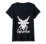Damen Sternzeichen Erdzeichen Horoskop Tierkreiszeichen Steinbock T-Shirt mit V