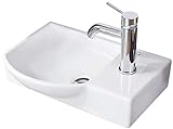 FACKELMANN Waschbecken links Gäste-WC / Waschtisch aus Keramik / Maße (B x H x T): ca. 45 x 10,5 x 32 cm / hochwertiges Becken fürs Badezimmer / Farbe: Weiß / Breite: 45