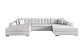 Ecksofa mit Schlaffunktion | Couch für Wohnzimmer, Schlafsofa Sofagarnitur Sofa Eckcouch U-Form Wohnlandschaft mit Bettfunktion VITI (WEIß (Soft17))