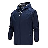 Asija Regenjacke Herren Herren Regenjacke Wasserdicht Atmungsaktiv Große Größen Jacket Einfarbig Mit Kapuze Und Fleece Hoody wasserdichte Outdoorjacke M