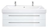Badmöbel mit Geberit Icon Waschbecken 120 cm Weiss Hochg