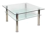 ts-ideen Glastisch 70 x 70 cm Beistelltisch Ecktisch Couchtisch aus Edelstahl mit 10 mm ESG Sicherheitsg