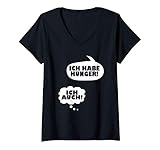 Damen Ich Habe Hunger Schwangere Werdende Mutter Schwangerschaft T-Shirt mit V