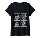 Damen Sukkulenten-Übertopf für Zimmerpflanzen, Liebhaber, Outdoor-Gärtner T-Shirt mit V