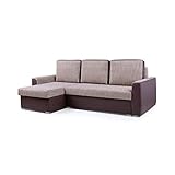 MOEBLO Ecksofa mit Schlaffunktion Eckcouch mit Bettkasten Sofa Couch L-Form Polsterecke Silva (Braun, Ecksofa Links)