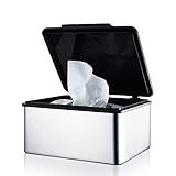 blomus -MENOTO- Feuchttücherbox aus poliertem Edelstahl, mit praktischem Kunststoffeinsatz, exklusive Optik, modernes Badaccessoire, hochwertig (H / B / T: 7 x 14,9 x 13,2 cm, Edelstahl, 68822)