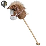 NET TOYS Zauberhaftes Steckenpferd mit Holzgriffen - Braun ca. 90 cm - Hinreißendes Kinder-Spielpferd Stockpferd mit Sound für Mädchen - Perfekt geeignet für Kinderfest & Kindergeburtstag