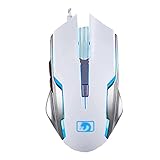 DAGUAI Mäuse Gaming Maus verdrahtet USB Optische Computermäuse mit 6 programmierbaren Tasten RGB Hintergrundbeleuchtung 2400.DPI.Einstellbar for Laptop.Pc.Windows (Color : White)