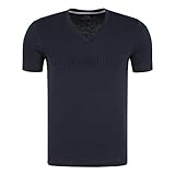 Armani Exchange Herren Men Kurzarm T-Shirt V-Neck Slim Fit (Dunkelblau - Navy, M)