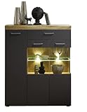 10L6G222 Circle-LINE Grau/Altholz Nb. Kommode Sideboard Highboard inkl. LED Beleuchtung ca. 105