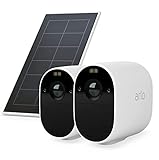 Arlo Essential Spotlight Überwachungskamera 2er Set mit Licht und GRATIS Solar Panel Ladegerät, Aussen / Outdoor WLAN Kamera, Kabellos, Wetterfest, Nachtsicht, 2-Wege-Audio, Ton, weiß