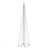 UnfadeMemory LED-Weihnachtskegelbaum Dekoration Kegelform Weihnachtsbaum LED Weihnachtskegel Lichterbaum Stern Spitze DIY Weihnachten Party Hochzeit Beleuchtung (136 LEDs 70x240 cm, Kaltweiß)