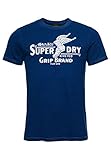 Superdry Mens Script Style Workwear Tee T-Shirt, Indigo Light Wash, X-Larg