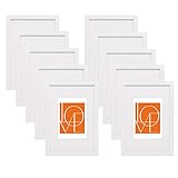 WOLTU 10er Set Bilderrahmen Fotorahmen Holzrahmen 15x20cm, Fotogalerie mit Papier-Passepartout, aus MDF Platte, BR9647ws-10