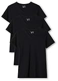 Berydale Basic Damen T-Shirts mit V-Ausschnitt im 3er Pack, Schwarz, XL