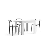 MOBILI FIVER, Wohnzimmer Ausziehtisch, Eldorado, glänzend, weiß, 90 x 90 x 79 cm, Made in Italy