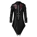 Herren Jacke Assassins Creed Kostüm Vintage Mittelalter Gothic Lederjacke Lang Mantel Gewand Hoodies Umhang Verkleidung für Festival Karneval Fasching Cosplay Party Köln Kostüme für Erw