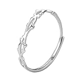 FPOJAFVN 925 Sterling Silber Zarte Blätter Ring Minimalistisch Stapelbar Wrap AST Baum Einstellbare Öffnung Ringe Schmuck Geschenke Für Frauen,Silb