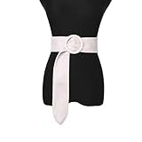 Sethain Jahrgang Breit Taille Gürtel Elegant Cinch Gürtel Kleid Mantel Obi Bund für Frauen und Mädchen (Cremeweiß)