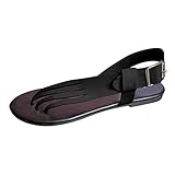 Damen Sandalen Knöchelriemen Riemchensandale Bequeme Flache Beach Strandsandale Slingback Peep Toe Sommer Sandals Freizeitschuhe(1-Schwarz/Black,37.5) 289