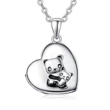 Schildkröte / Panda Medaillon Halskette 925 Sterling Silber Bild Fotos Lagerung Anhänger Geburtstag Mama Geschenke für Frauen M