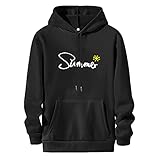 Damen-Sweatshirt, mit Kapuze, für Damen, mit Kapuze, langärmelig, lässig, mit Kapuze, schönes Sweatshirt, (#002) schwarz, XXXL