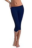 FUNGO Leggings Für Damen 3/4 Länge Capri Damen Sporthose Bunte Yoga Leggins (40, Dunkelblau)