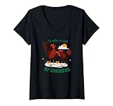 Damen I'd Rather Be With My Chicken T-Shirt mit V