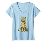 Damen Happy Zombie Cat-O-Ween Katze Halloween Gruselig T-Shirt mit V