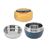 Fdit 2-lagige Tragbare Bento-Box, Edelstahl-Thermal-Lunchbox, Isolierte Lunch-Behälter, Vakuumisoliertes Lebensmittelglas, 0,8 L