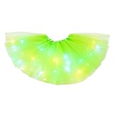 YEBIRAL Tutu-Rock Womens LED-Light Mini Tüllrock 50er Kurz Ballet 3 Layers Tanzkleid Unterkleid Cosplay Petticoat Rock Festliche Karneval Kostüm(One Size,Minzgrün)