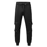 Briskorry Jogginghose Herren Einfarbig Gummizug mit Drawstring Taschen Hose Männer Tarnfarben Lang Sporthose Gummibund Casual Freizeithose Elastischer Bund Slim F