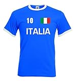 Italia/Italien Herren T-Shirt Retro Trikot Nr.10|royal XXL