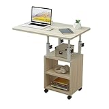 LYLSXX Universal-Rad-Computer-Laptop-Schreibtisch Einstellbar Computertabelle Mit Regal Home Office Wohnzimmer Lernschilder Nachttische 60x40