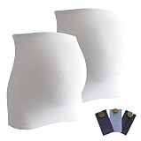 Mamaband Schwangerschaft Bauchband für die Babykugel im Doppelpack + 3erPack Jeanserweiterung – Rückenwärmer und Shirtverlängerung für Schwangere – Elastische Umstandsmode Weiß 32-38