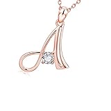 26 A-Z Alphabet Letter Initial Engraved Necklace,Personalised Name Necklace,Rose Gold with Pendant Letters (A-J)