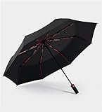 LDLD Regenschirm, winddichter kompakter Faltschirm mit Anti-Ultraviolett-Beschichtung Faserskelett Automatischer Reiseschirm,Schw