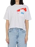 Nike Damen Dri-FIT Crop T-Shirt, White/Black, XS