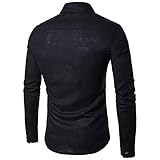 Herren Bekleidung Verkauf Verkauf Verkauf Clearance Herren Einfarbig Stehkragen Langarm Baumwolle Und Leinen Hemd Gentleman Warm Herren Polo Rugby Hemden Patchwork Tops Größe S-XXXXXL, schwarz 1, XXL