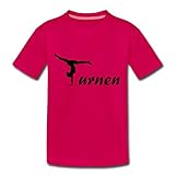 Spreadshirt Turnen Turnerin Umriss Schriftzug Handstand Teenager Premium T-Shirt, 158-164, Dunkles Pink