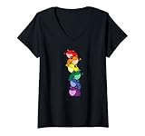 Damen LGBTQ Pride Frosch Gay Lesben Pride Cottagecore Kawaii Frösche T-Shirt mit V